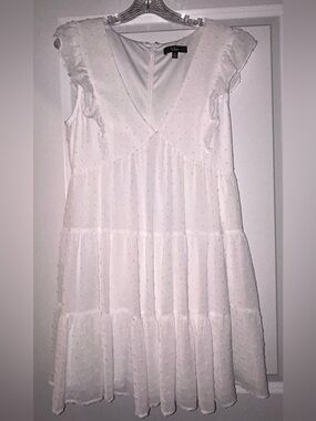 Lulu's White Swiss Dot Ruffle Tiered Dress
